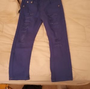Blue pink velvet jeans